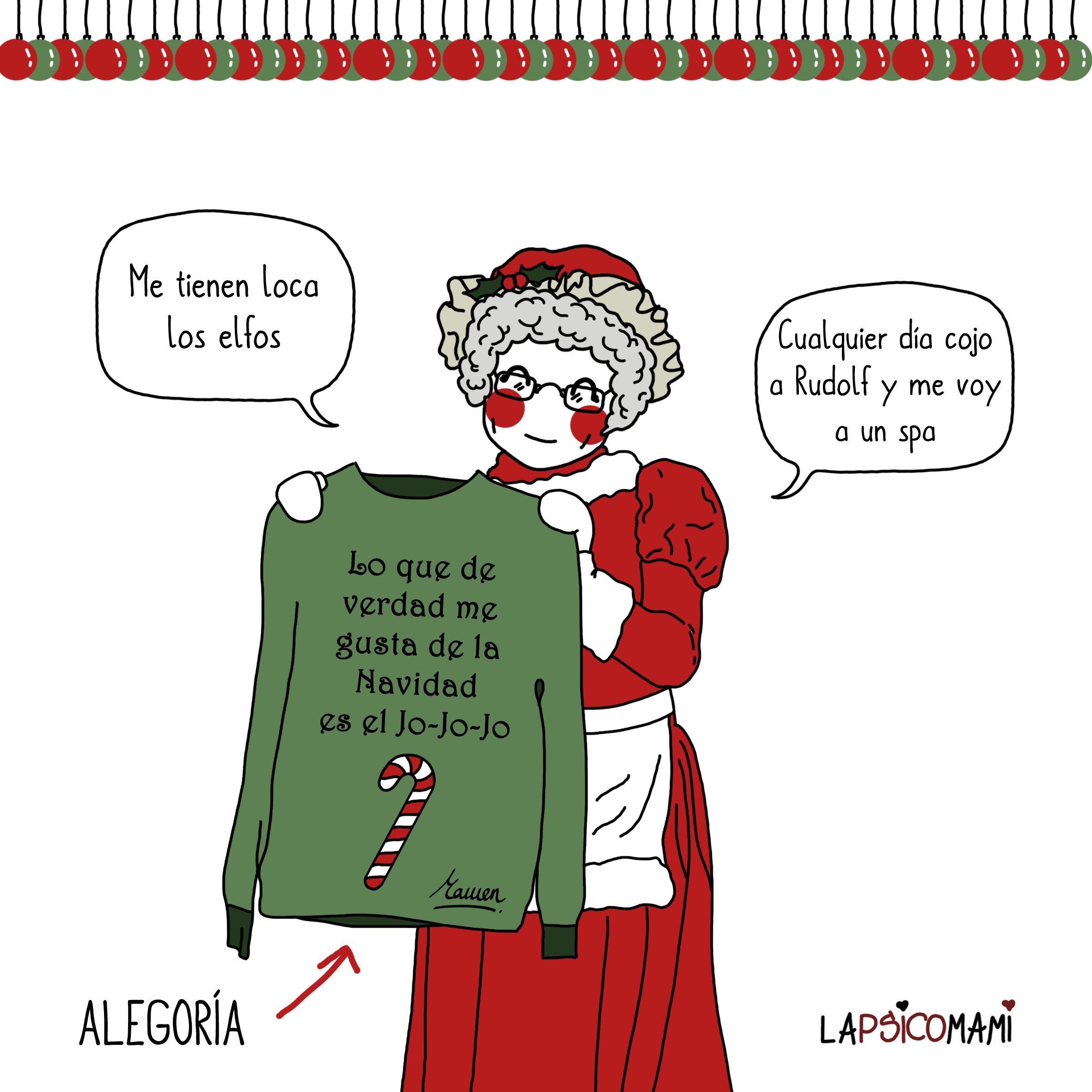 Mamá Noel sujeta jersey Ilustración